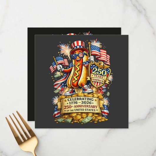 Menu Célébration du 250e anniversaire de l'indépendance (Devant/Arrière en situation)