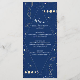 Menu Céleste cosmique éthéré soleil lune étoiles mariag