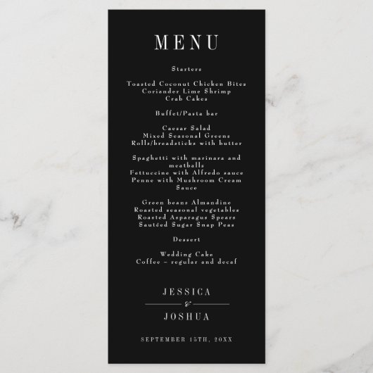 Menu Céleste Galaxy Night Sky Black Mariage Dîner (Devant)