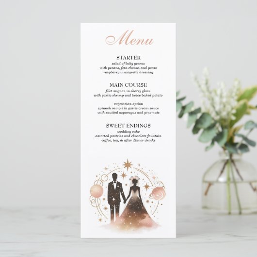 Menu céleste or rose (Debout devant)