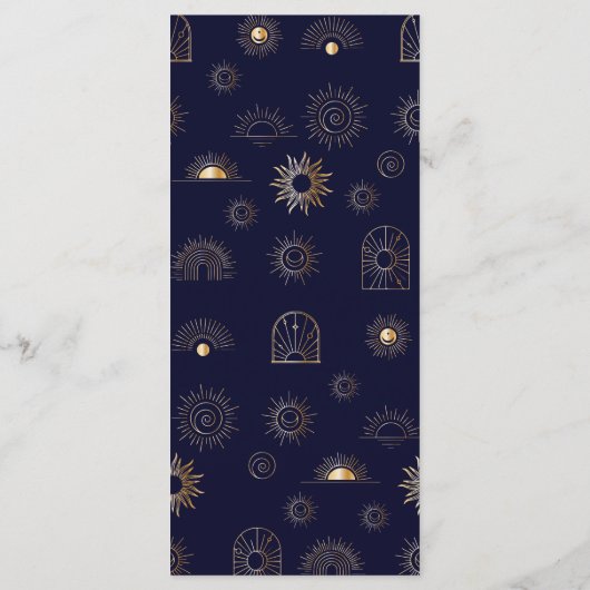 Menu Céleste Soleil Croissant Lune d'or Marine (Dos)