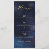 Menu Celestial Galaxy Starry Night Navy Blue Wedding (Devant)
