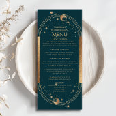 Menu Celestial Green Gold Sun Moon Stars 30e anniversai