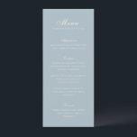 Menu Celine Muted Blue Mariage élégant<br><div class="desc">Menus mariages classiques,  au design simple et intemporel,  avec script élégant et polices serif traditionnelles.</div>