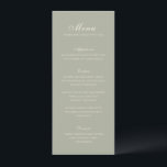 Menu Celine Muted Green Mariage élégant<br><div class="desc">Menus mariages classiques,  au design simple et intemporel,  avec script élégant et polices serif traditionnelles.</div>