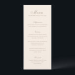 Menu Celine Sandy Neutrals Mariage élégant<br><div class="desc">Menus mariages classiques,  au design simple et intemporel,  avec script élégant et polices serif traditionnelles.</div>