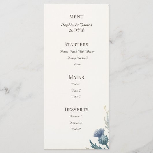 Menu Celtic sarcelle foncé (Devant)