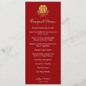 Menu Cercle double bonheur fleur mariage chinois (Devant)