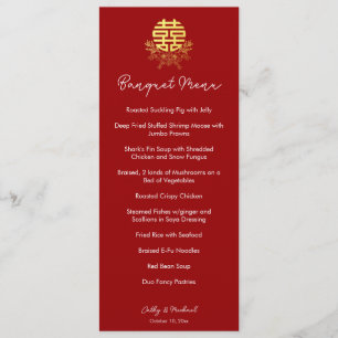Menu Cercle double bonheur fleur mariage chinois