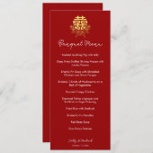 Menu Cercle double bonheur fleur mariage chinois (Devant / Derrière)