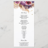 Menu Cérémonie de mariage Élégantes herbes de la Pampa (Dos)