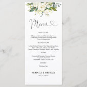 Menu Cérémonie de Mariage Floral Roses blanches (Devant)