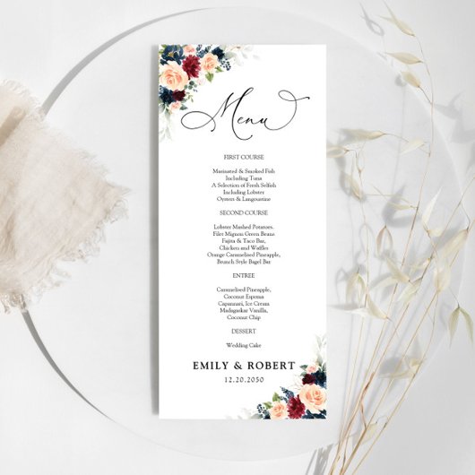 Menu Cérémonie des Mariages de la Bourgogne et de 