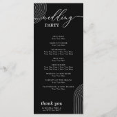 Menu Cérémonie du Mariage géométrique noir et blanc (Dos)