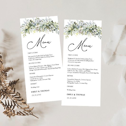 Menu Cérémonie Mariage Florale de verdure