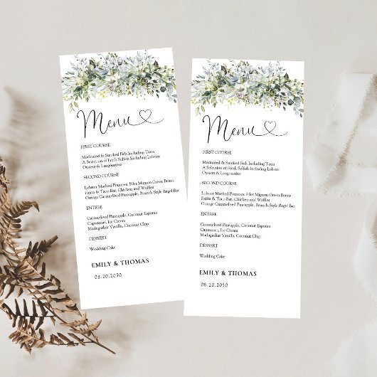 Menu Cérémonie Mariage Florale de verdure