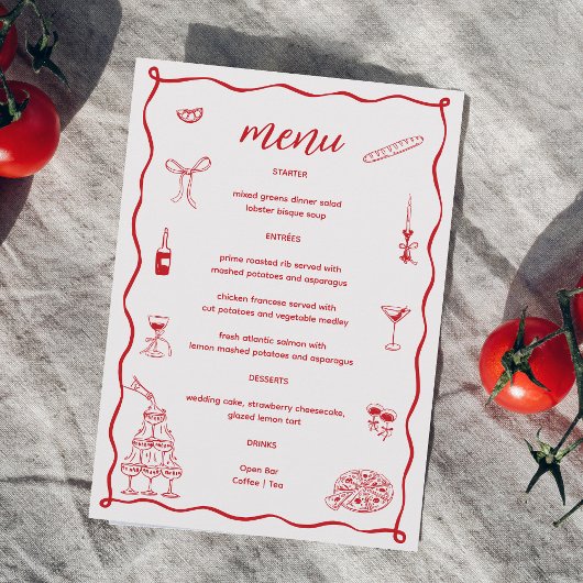 Menu C'est Amore Fête des mariées