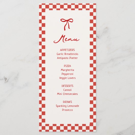 Menu C'est Amore Italie Bachelorette Party (Devant)