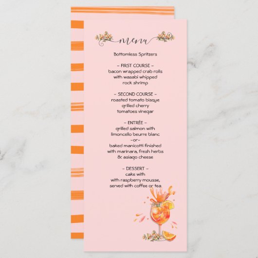 Menu C'est Amore Spritz Bridal Brunch (Devant / Derrière)