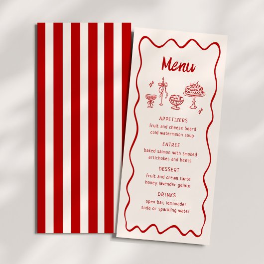Menu C'est l'Amour ! Mariage Italien Rouge