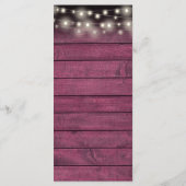 Menu Chaîne éclaire Floral Rustique Mariage en bois rou (Dos)