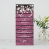 Menu Chaîne éclaire Floral Rustique Mariage en bois rou (Debout devant)