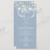 Menu Chaîne Lights Floral Dusty Mariage bleu (Devant / Derrière)