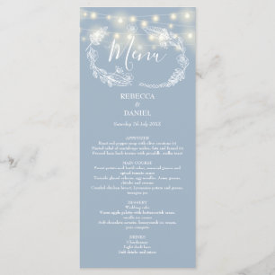 Menu Chaîne Lights Floral Dusty Mariage bleu