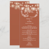 Menu Chaîne Lights Floral Terracotta Mariage (Devant / Derrière)