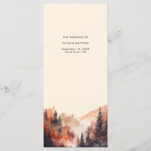 Menu Chaîne mariage de automne Rustique d'aquarelle (Dos)