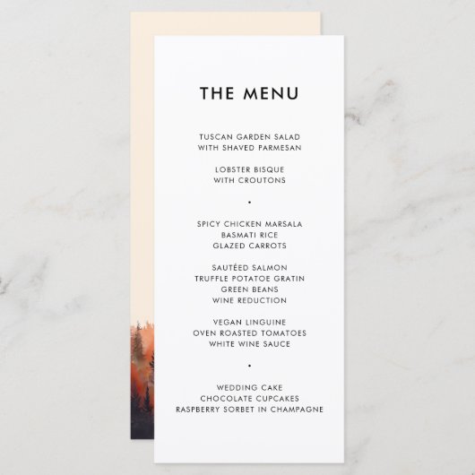 Menu Chaîne mariage de automne Rustique d'aquarelle (Devant / Derrière)