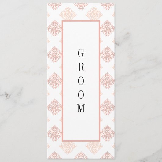 Menu Chaise Réservée Soft Peachy Blush Damask (Devant)