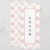 Menu Chaise Réservée Soft Peachy Blush Damask (Devant / Derrière)