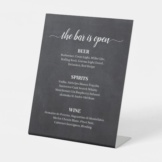 Menu Chalkboard Calligraphy Wedding Bar Reclamebord Met Voetstuk (Voorkant)