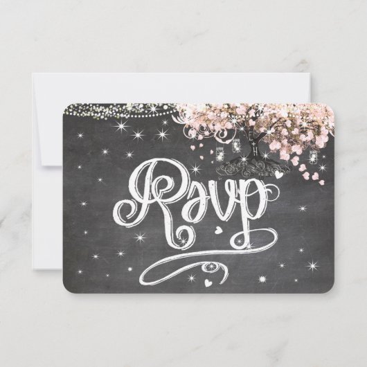 Menu Chalkboard Choice Pink Heart Leaf Tree RSVP (Dos)