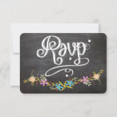 Menu Chalkboard Choix Floral Garland Wedding RSVP (Dos)