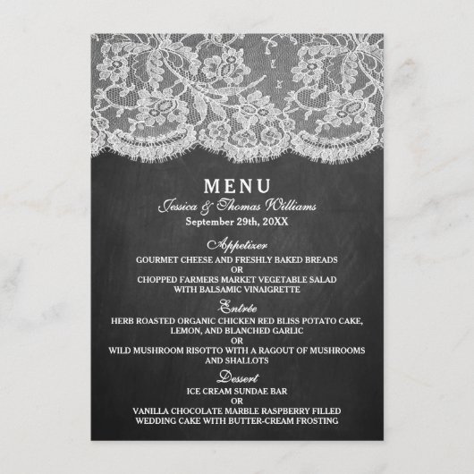 Menu Chalkboard & Lace Collection Modèles (Devant)