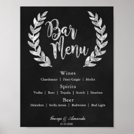 Menu Chalkboard Wreath Bar Poster