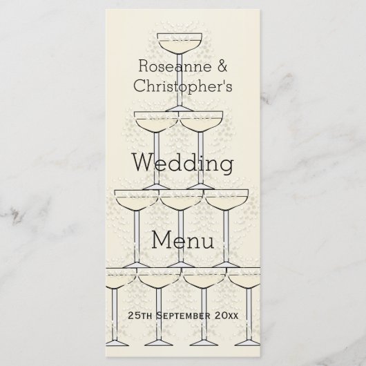 Menu Champagne Flutes Design Champagne Mariage couleur (Devant)