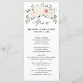 Menu Champagne Ivory Blush rose Floral Mariage (Devant)
