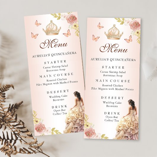 Menu Champagne Princesse Robe Quinceañera Anniversaire