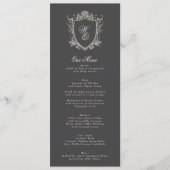 Menu Charcoal Crest Vintage Beige Antique Mariage (Devant)