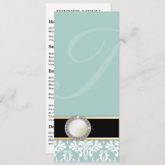 Menu Charlamain Damask Wedding (Voorkant / Achterkant)