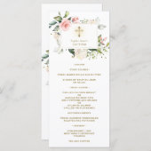 Menu Charme Aquarelle rose Crème Blush Baptême Floral (Devant / Derrière)