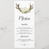 Menu Charme Blanc Fleurs crème Antlers Mariage (Devant)