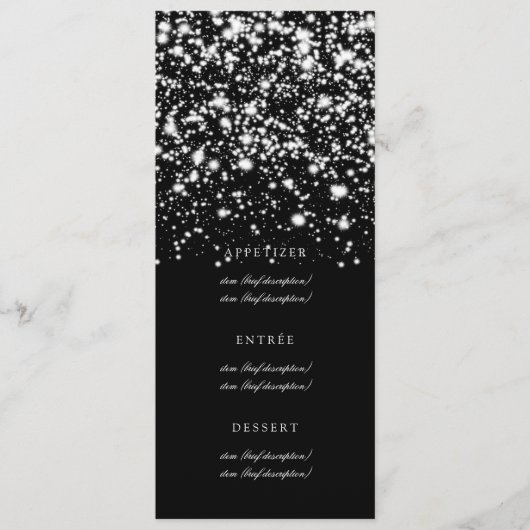 Menu Charme de minuit de mariage d'argent élégant de (Devant)