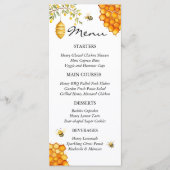 Menu Charming Baby shower d'ours d'abeilles de miel (Devant)