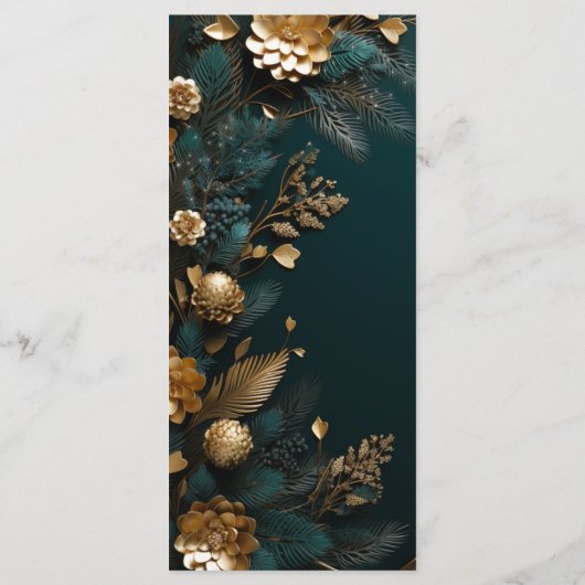 Menu Chasseur mariage Pine verte Cônes Pine Branches Or (Dos)