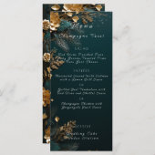 Menu Chasseur mariage Pine verte Cônes Pine Branches Or (Devant / Derrière)