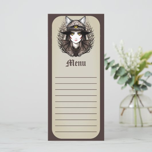 Menu Chat de sorcière Halloween Déplaisant Portrait mig (Debout devant)